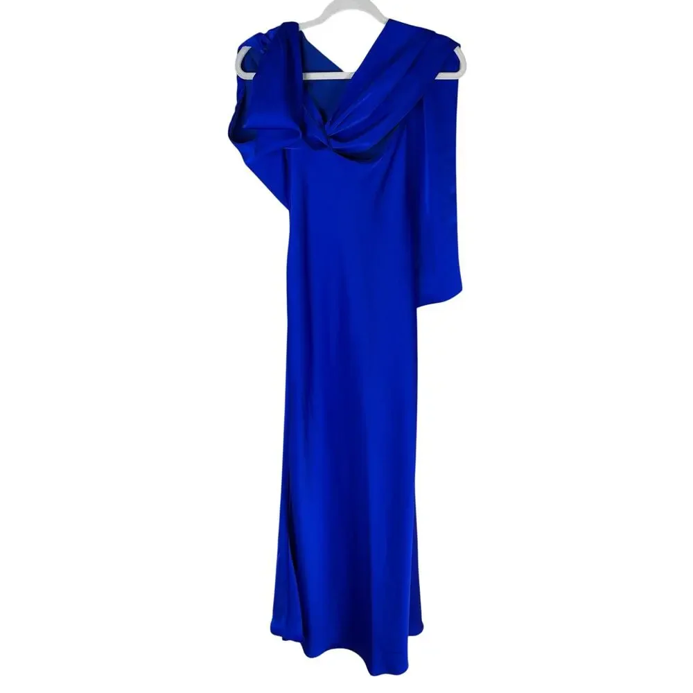 MISHA Alastair Satin Gown Maxi Satin Scarf Gala Formal Evening Prom Party 4
